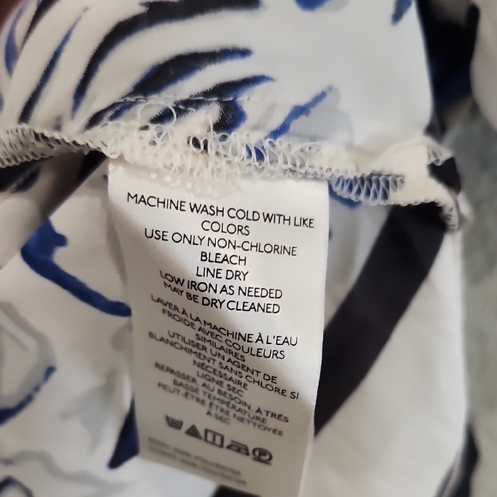 Anthropologie Maeve Classic Surf Top Blue Black Tropical Button Down Resort Top - Picture 9 of 10